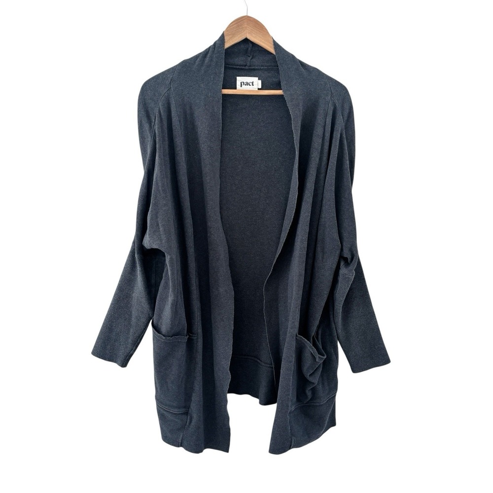 Pact Airplane Wrap Cardigan Sweater‎ Womens S/M Gray Organic Cotton Casual Cozy